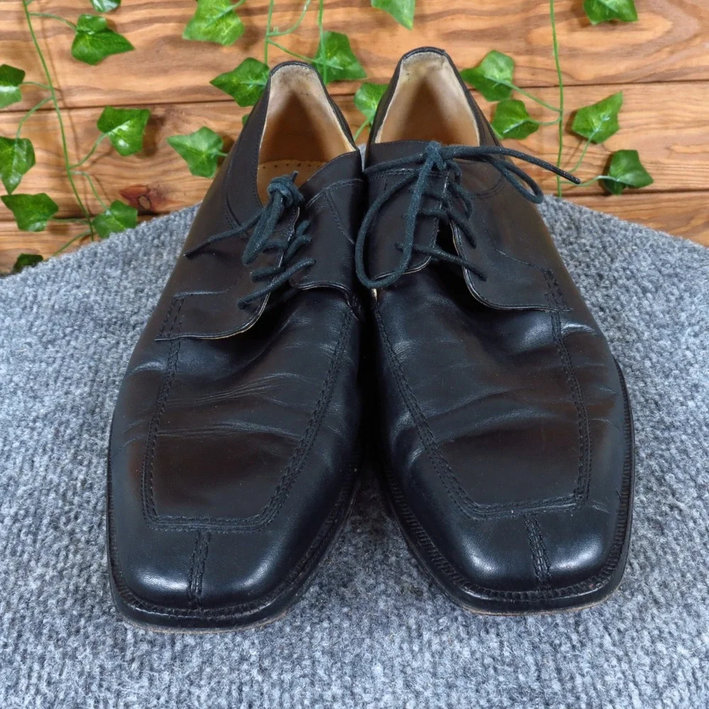 Johnston‎ & Murphy 15-0185 Men Casual Oxford Shoe Size 9.5 Dress Black Leather